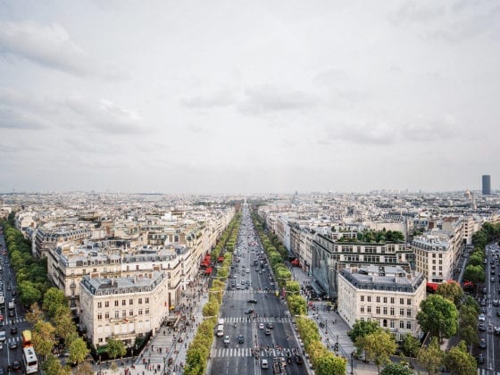 An aerial view of the Paris skyline during the daytime