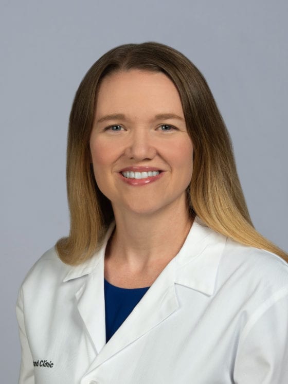 A female doctor in her medical jacket